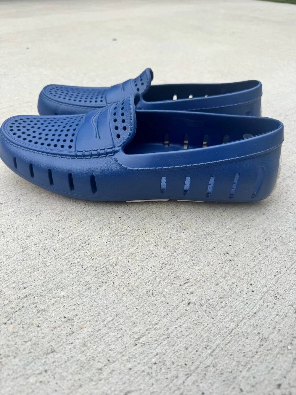Men's Perforated Blue Slip-On Boat Shoes